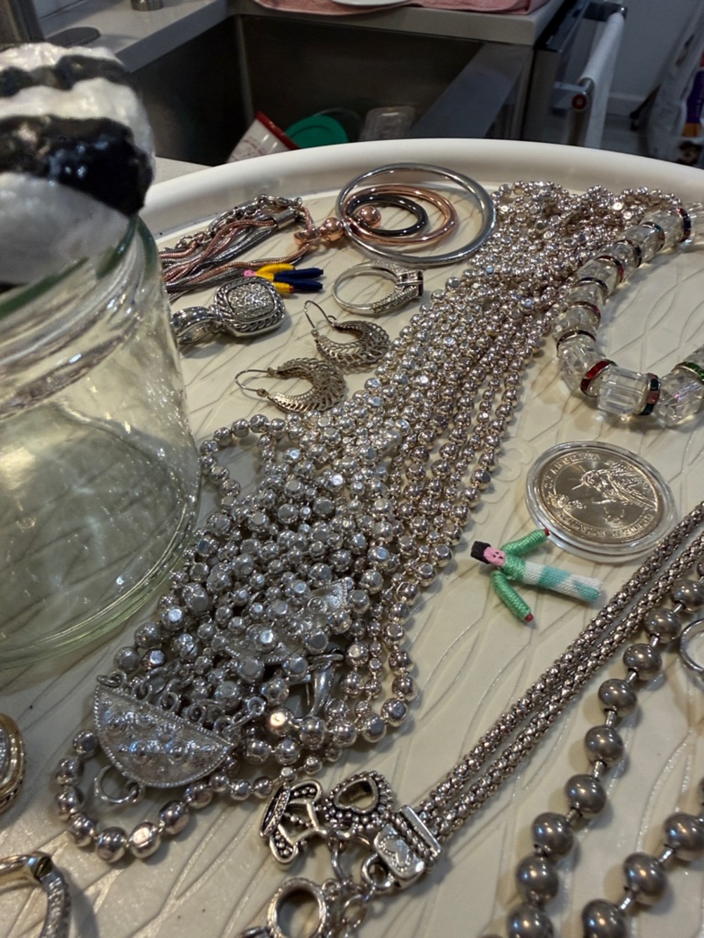 JAR of Jewels. Mixed Silver-Tone and Multicolor Necklace & Jewelry Lot - Picture 12 of 12